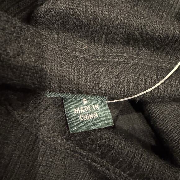 Wild Fable Women Small Trendy Square Neck Black Long Sleeve Pointelle Shirt New - Picture 3 of 8